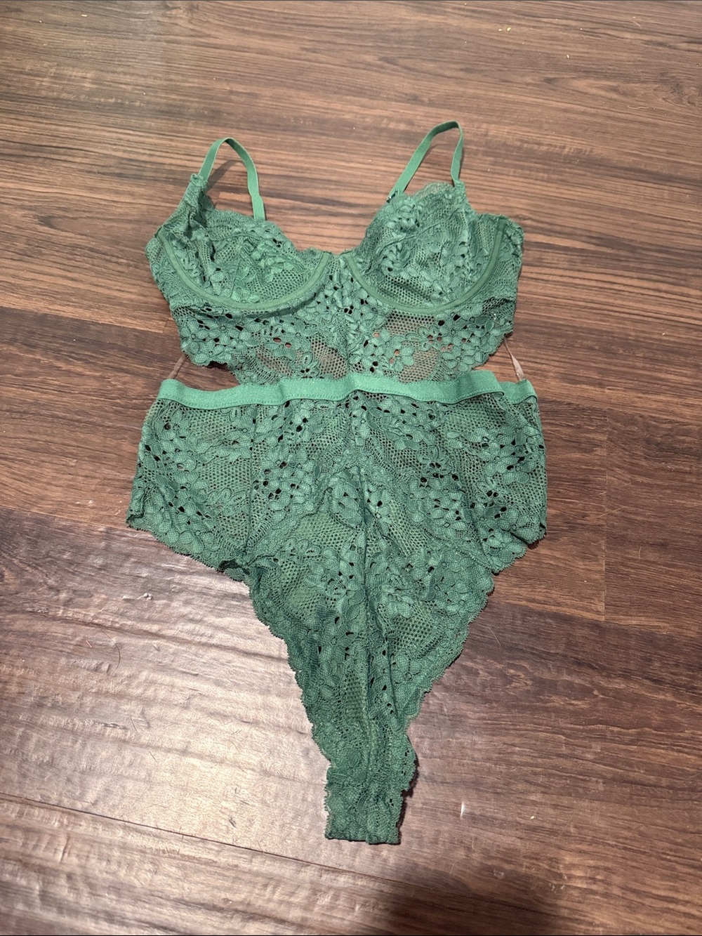Green Lace Highcut Bodysuit Lingerie